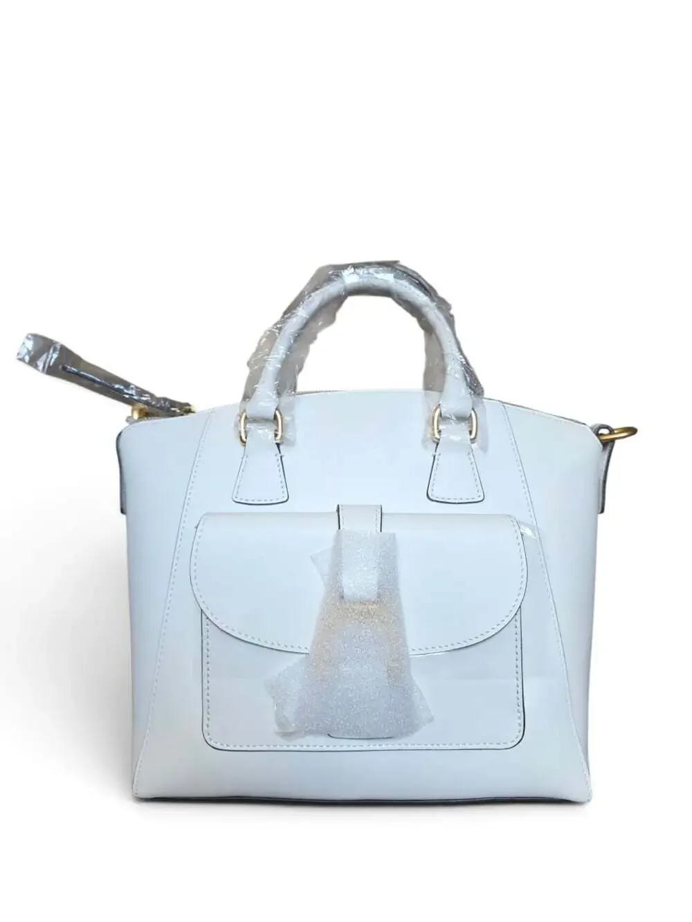 Dooney & Bourke Naomi Satchel White Leather Gold Hardware NWT BEMER1379